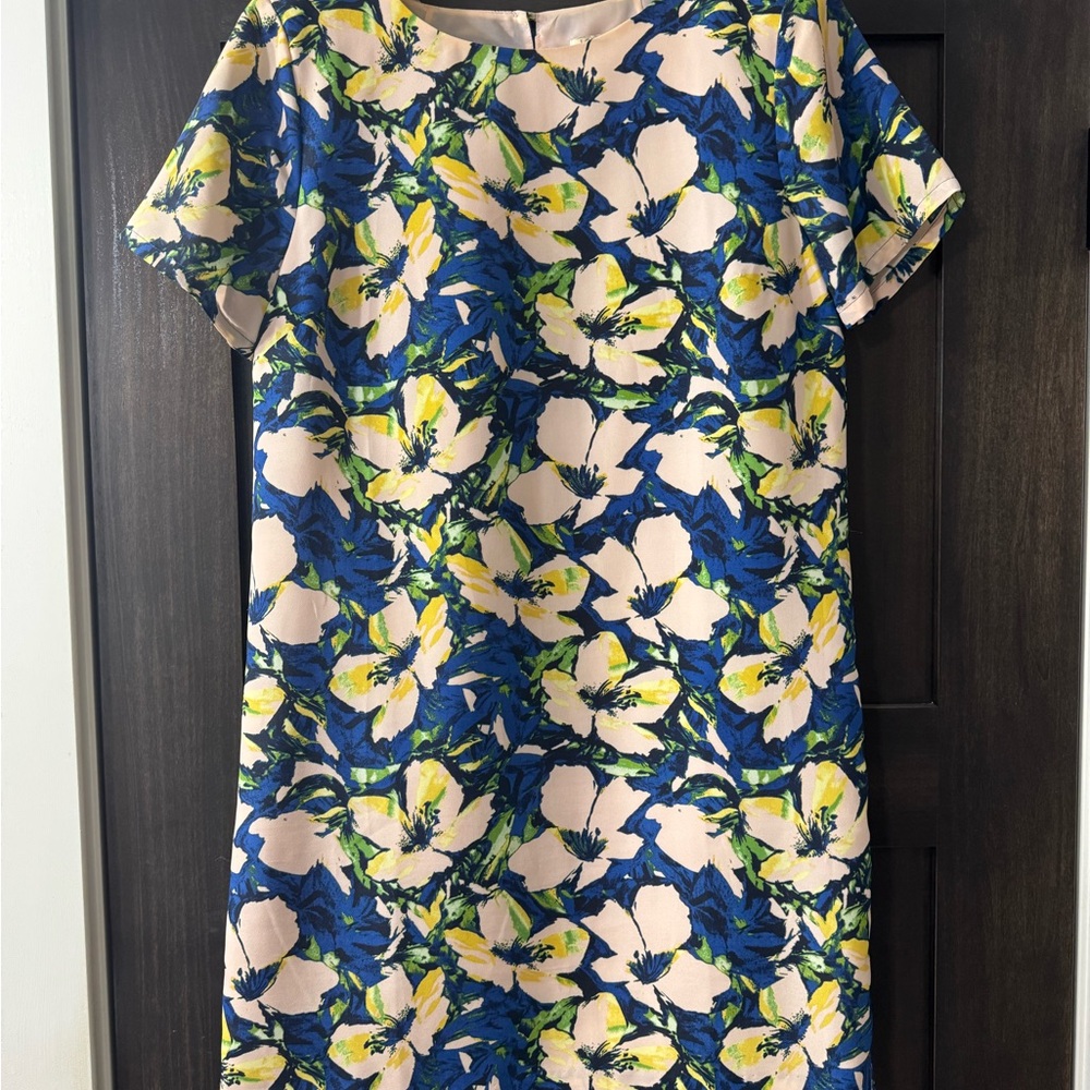 JCREW Floral Blue and Cream Dress